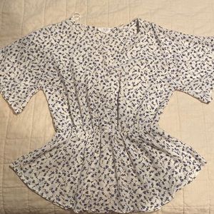Sienna Sky white and blue floral blouse